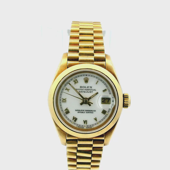 Rolex Datejust 69168 18K Yellow Gold white Dial Ladies Watch.