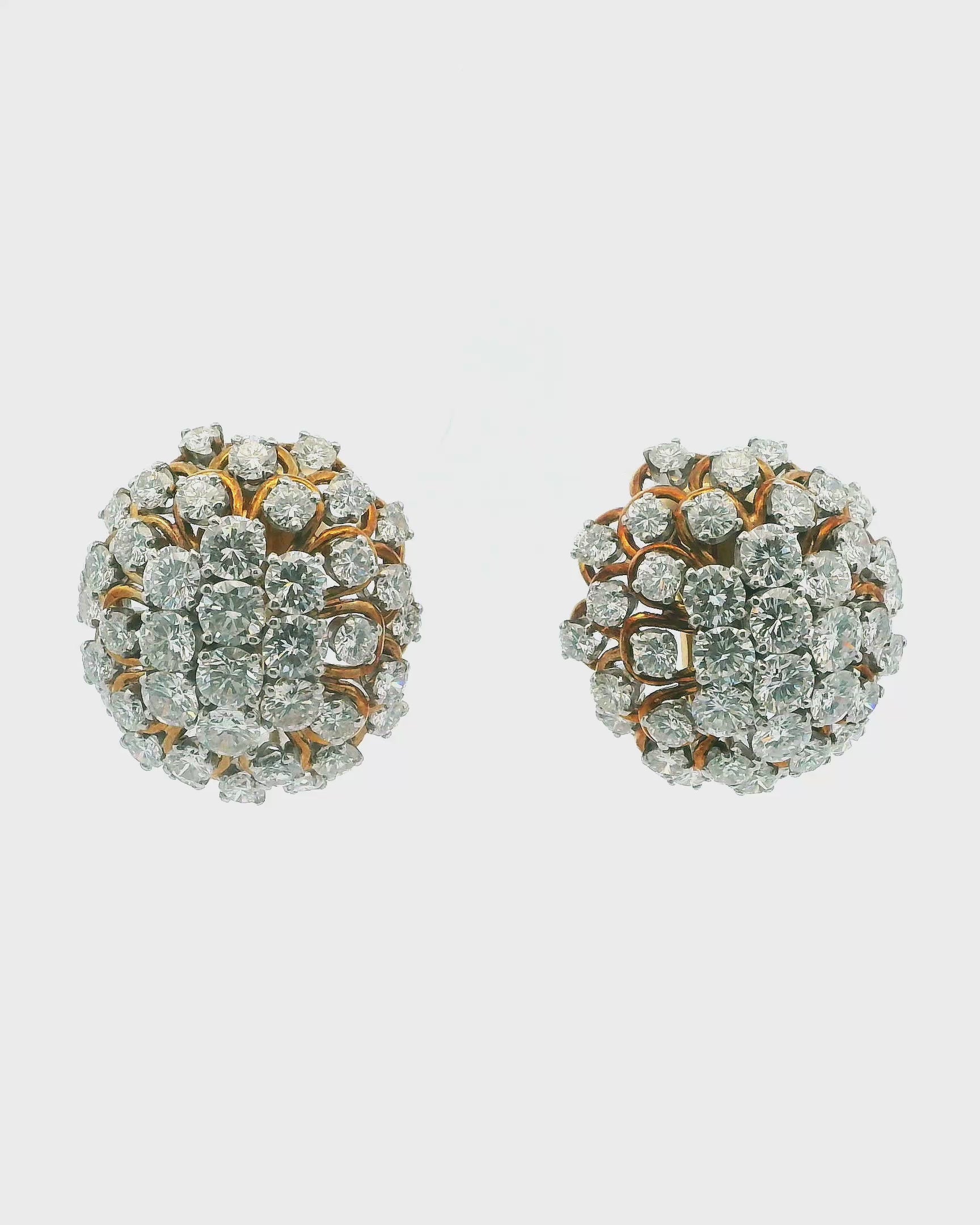 David Webb Earrings Diamond Burst Clips French Import Marks