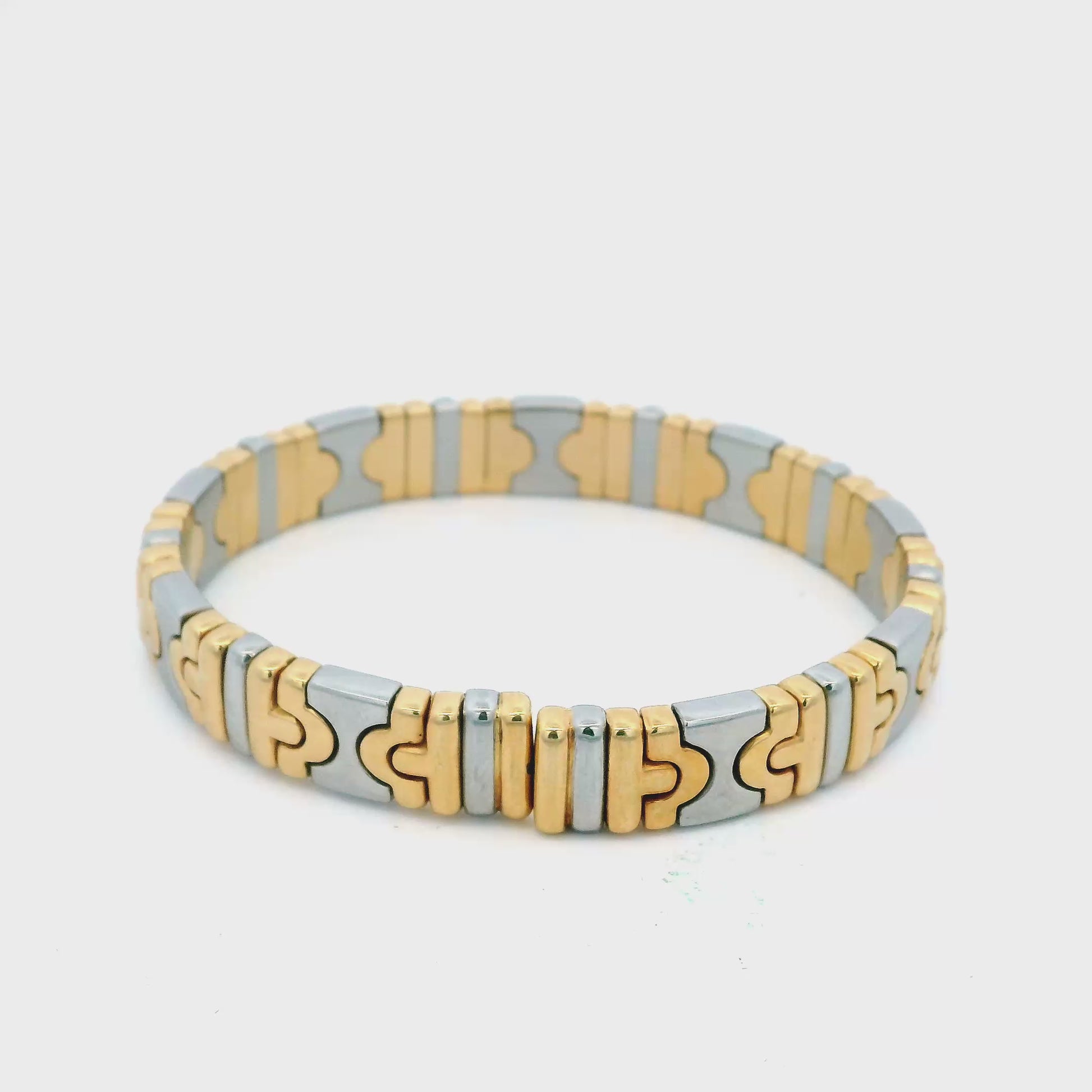 Bvlgari Parenthesis 18K yellow Gold & Stainless Steel Thin Cuff