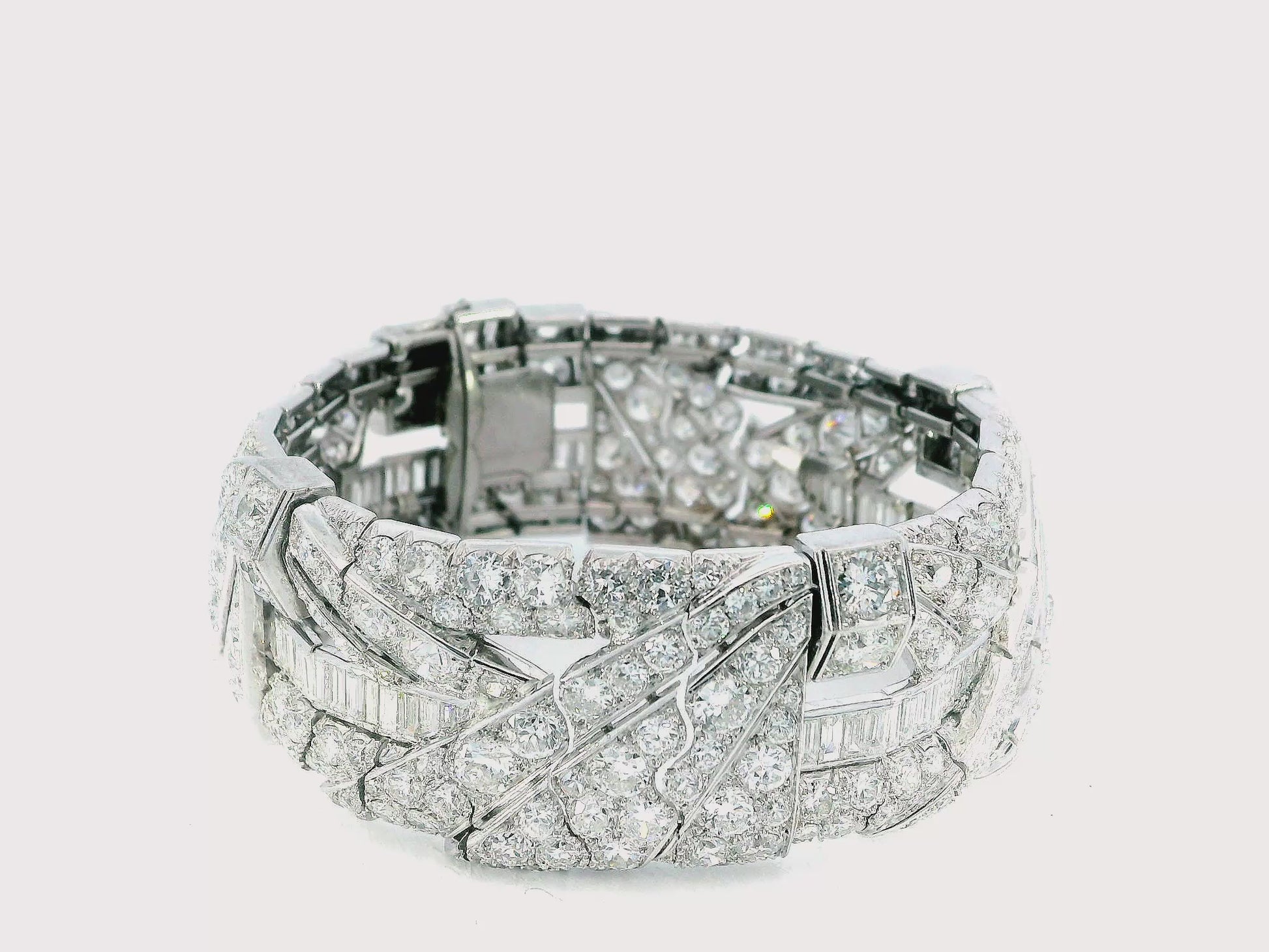 Vintage Platinum & Diamond French Retro Bracelet