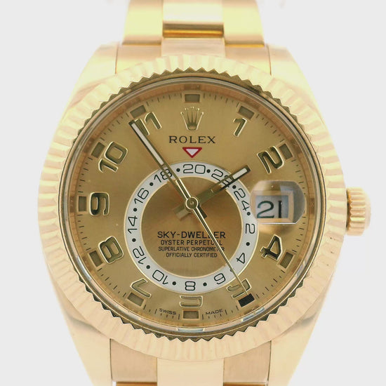 Rolex Sky-Dweller 326938 Champagne Dial With Box & Papers