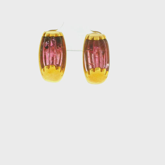 BVLGARI Tronchetto Pink Tourmalie 18K Gold Clip-On Earrings