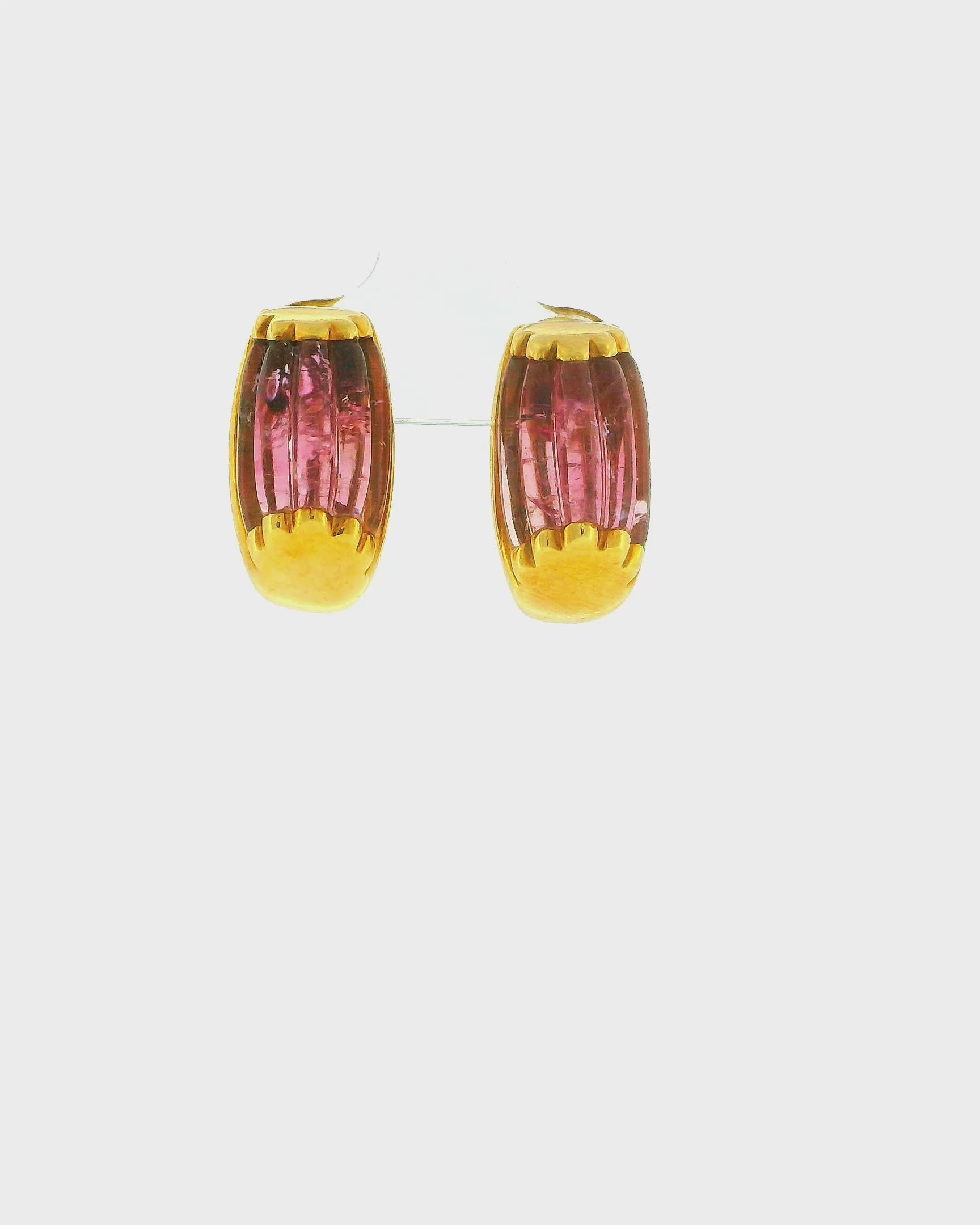 BVLGARI Tronchetto Pink Tourmalie 18K Gold Clip-On Earrings
