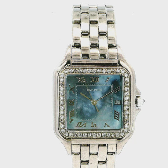 Cartier Panthere 1650 Blue MOP 18K White Gold Watch