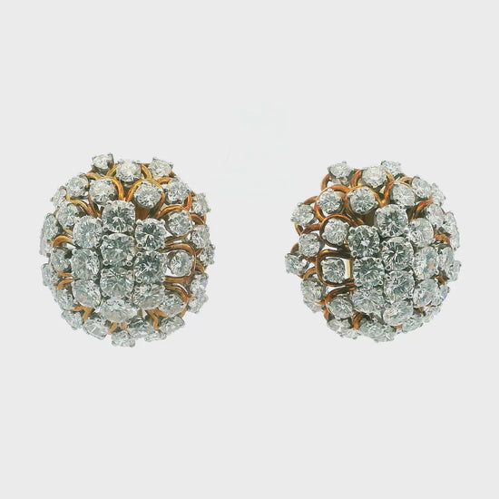 David Webb Earrings Diamond Burst Clips French Import Marks