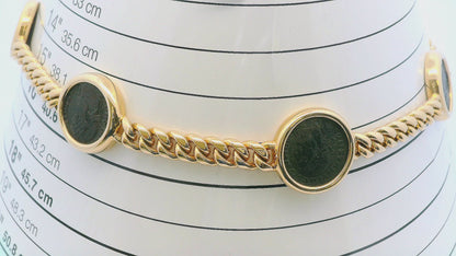 Bvlgari Monete Curb 18k Yellow Gold 7 Ancient Coin Necklace W/Service Papers