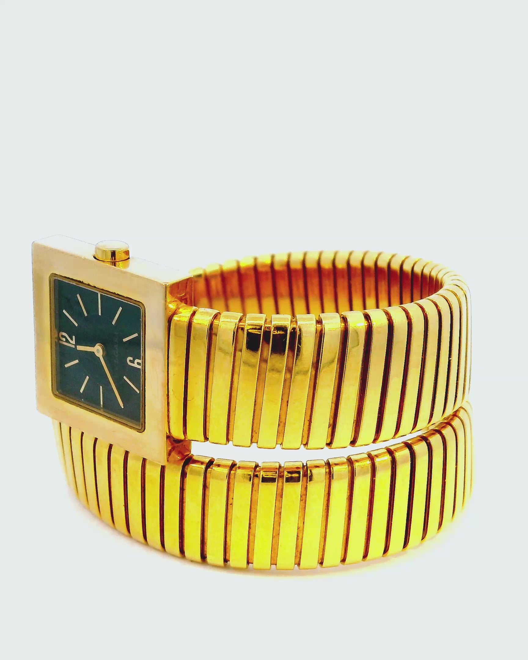 Bvlgari Tubogas SQ221TG Quadratto 18k Yellow Gold Vintage Watch