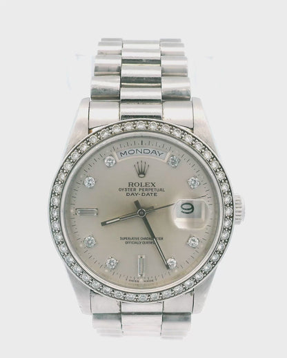 Rolex Day-Date President 18346 Platinum Diamond Watch