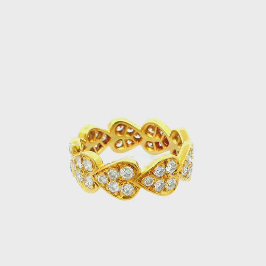 Cartier 18K Gold Diamond Heart Band Ring 51