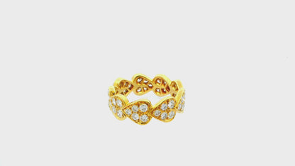 Cartier 18K Gold Diamond Heart Band Ring 51
