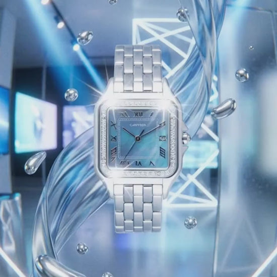 Cartier  large Panthere 1650 Blue MOP 18K White Gold Watch
