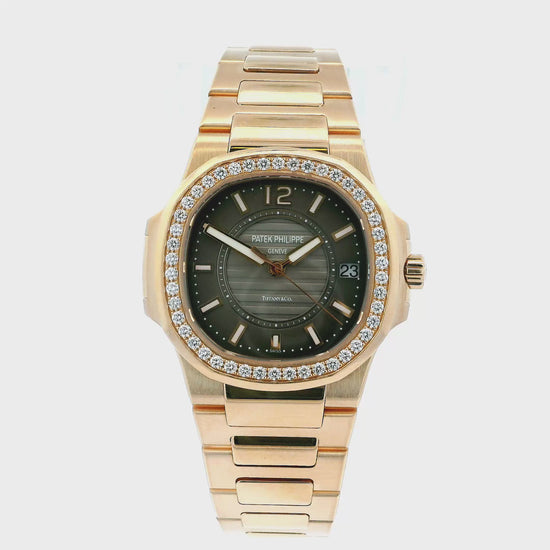 Patek Philippe Nautilus 7010/1R Tiffany&Co Taupe Dial & Diamond Bezel Watch