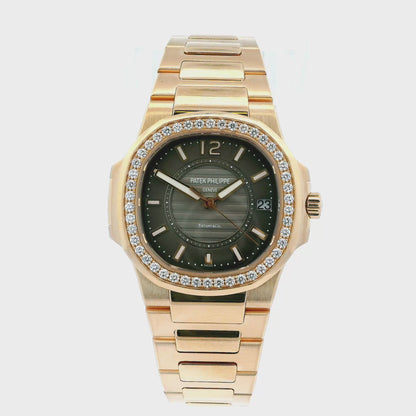 Patek Philippe Nautilus 7010/1R Tiffany&Co Taupe Dial & Diamond Bezel Watch