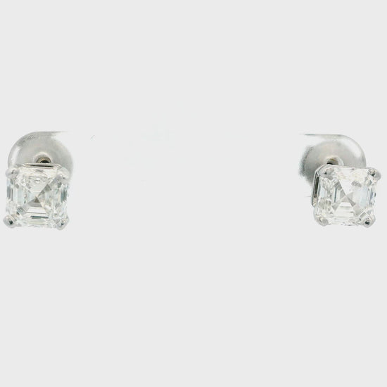 Bvlgari Platinum Radiant-Cut Diamond Earrings studs W/Box & GIA Certificate