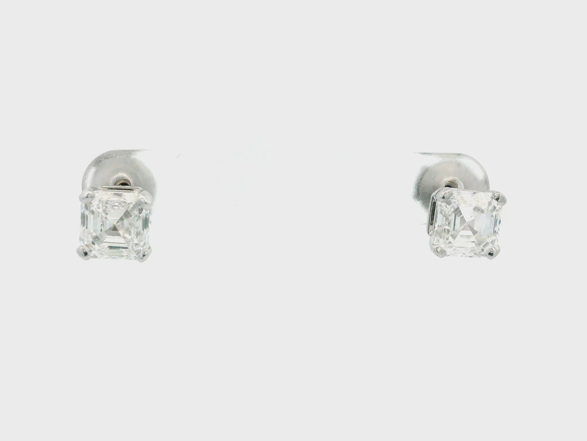 Bvlgari Platinum Radiant-Cut Diamond Earrings studs W/Box & GIA Certificate