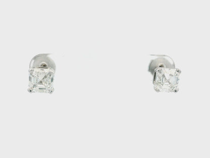 Bvlgari Platinum Radiant-Cut Diamond Earrings studs W/Box & GIA Certificate