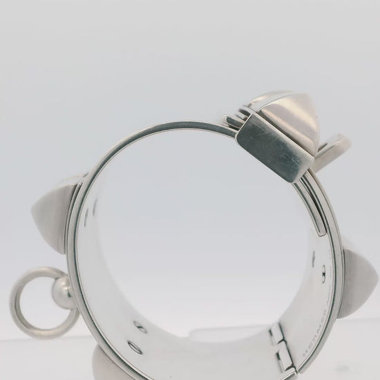Hermes Collar Du Chien Silver Large Bracelet