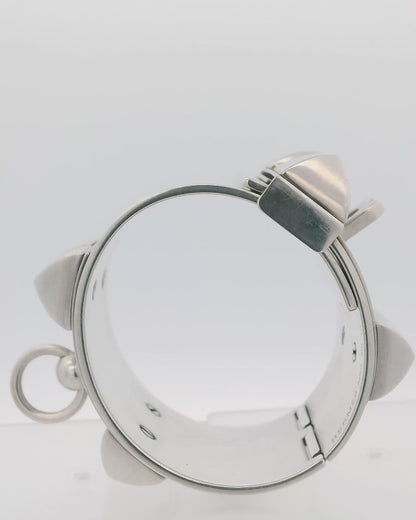 Hermes Collar Du Chien Silver Large Bracelet