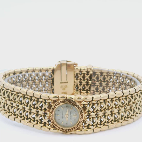 Rolex Vintage Ladies 18k Yellow Gold w Chased Bezel