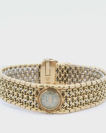 Rolex Vintage Ladies 18k Yellow Gold w Chased Bezel