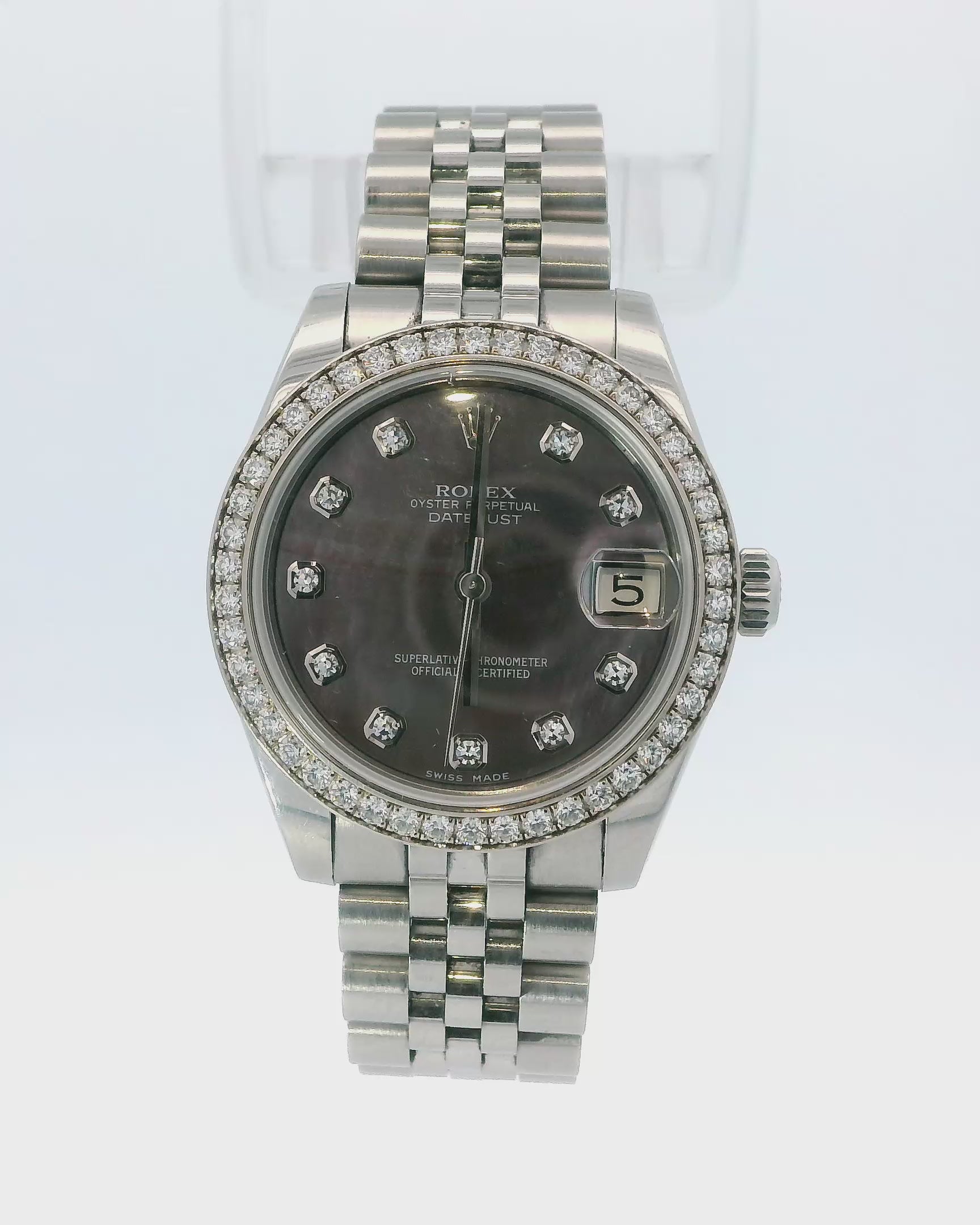 Rolex DateJust 178384 Tahitian MOP Diamond Dial Box & Papers