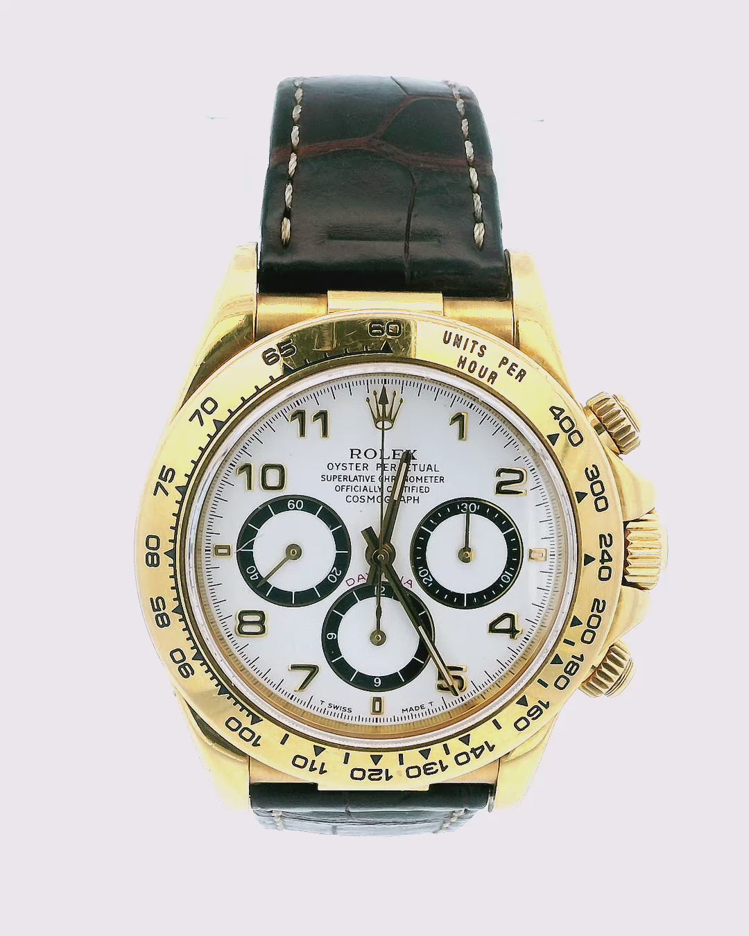 Rolex Daytona 16518 18K Yellow Gold White Dial Mens Watch