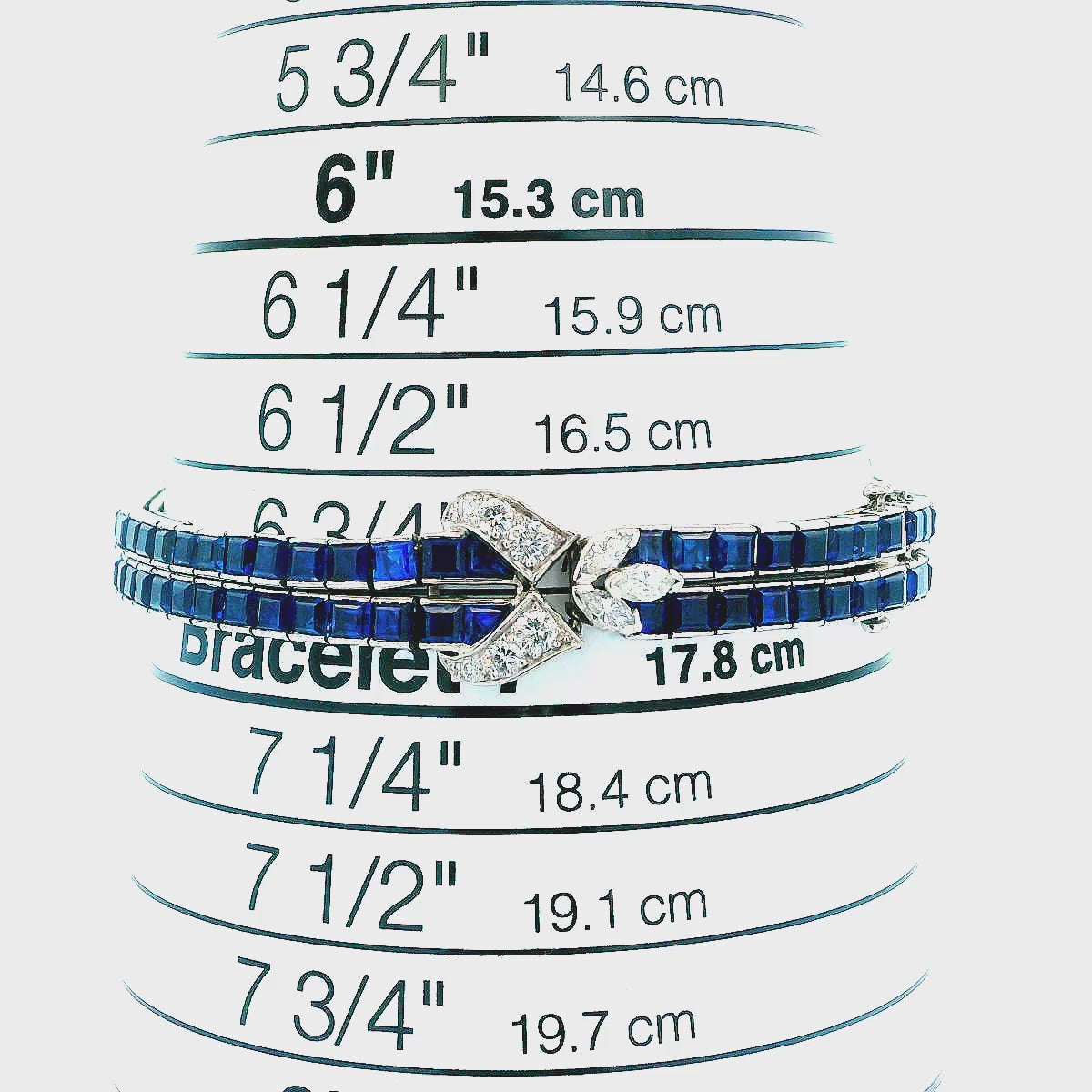 Oscar Heyman Double Line Sapphire Bracelet W/Three Diamond Stations