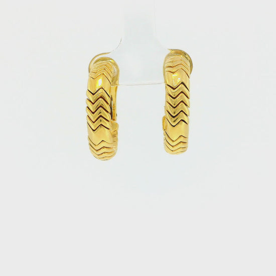Bvlgari 18k Yellow Gold Spiga Hoop Earrings