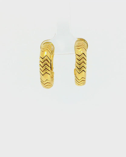 Bvlgari 18k Yellow Gold Spiga Hoop Earrings