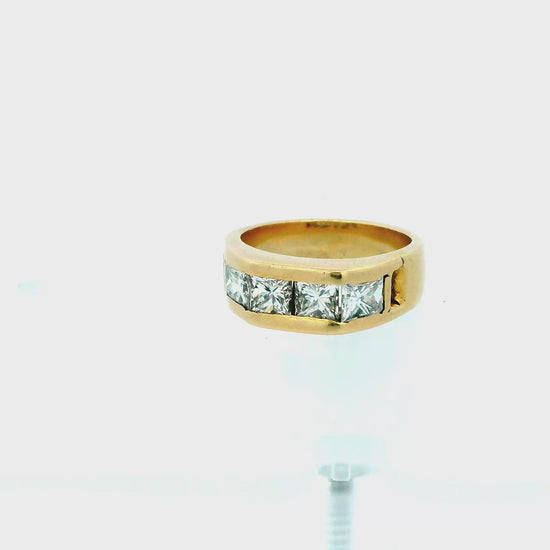 4 Diamonds 14k Yellow Gold Flat Top Ring