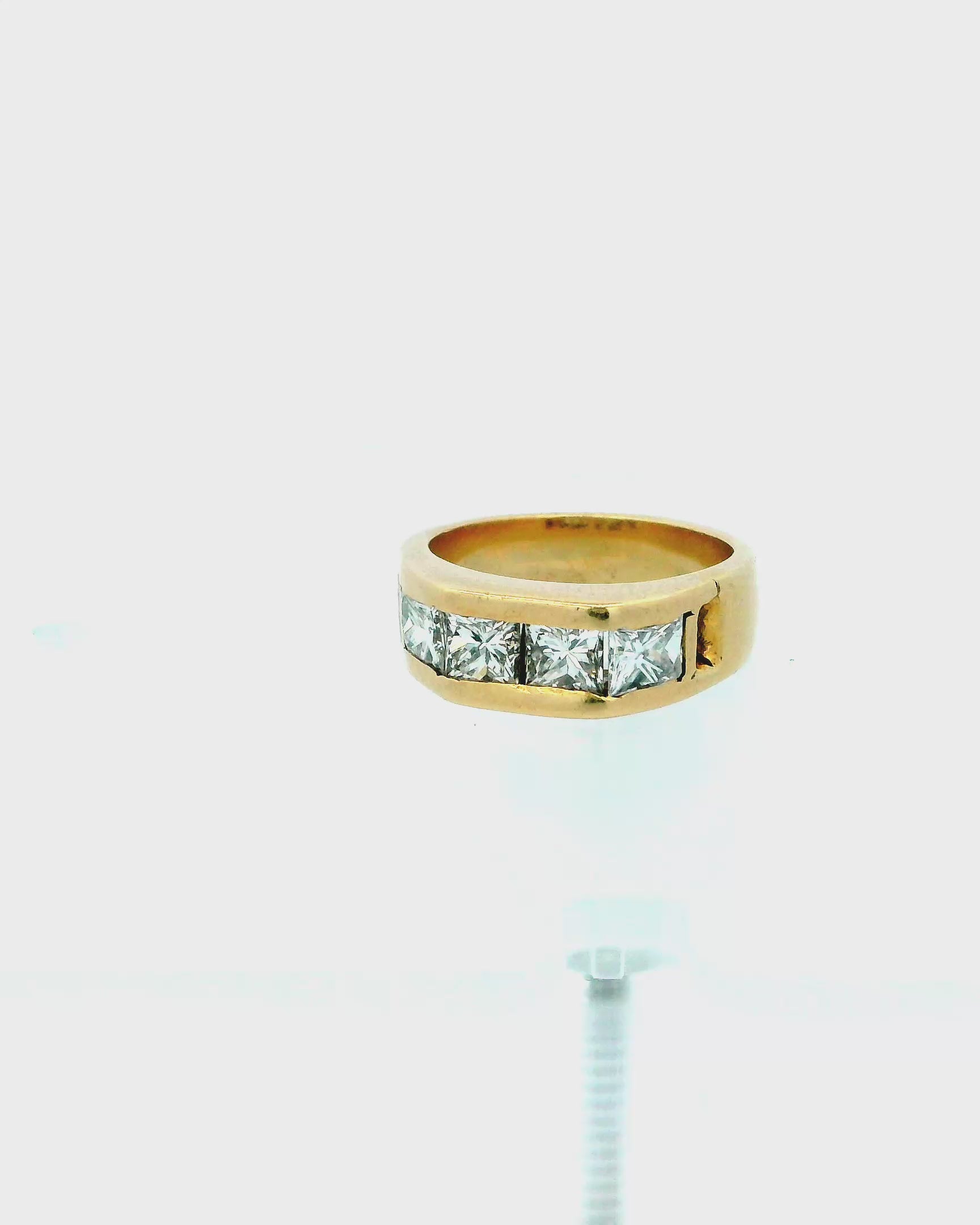 4 Diamonds 14k Yellow Gold Flat Top Ring