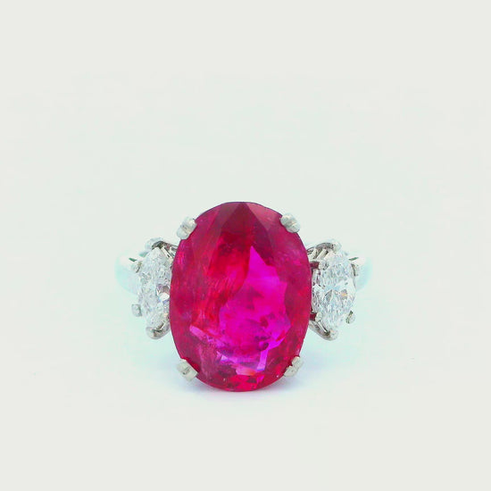 AGL Certified Oval Burma Ruby 7.25Ct with Diamonds Ring