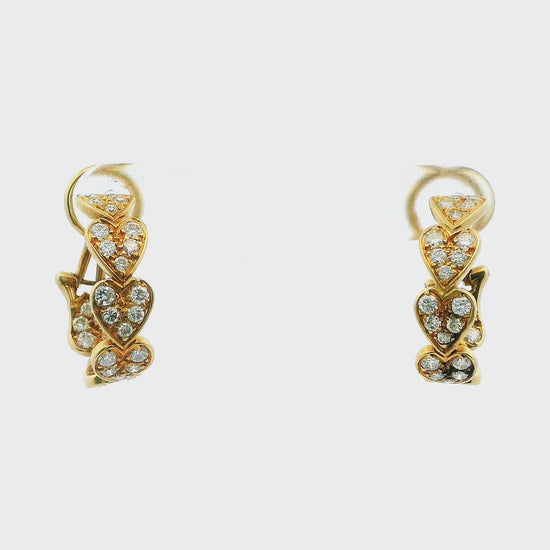 Cartier Virgo 18K Yellow Gold Pave Heart Motif Hoops Earrings