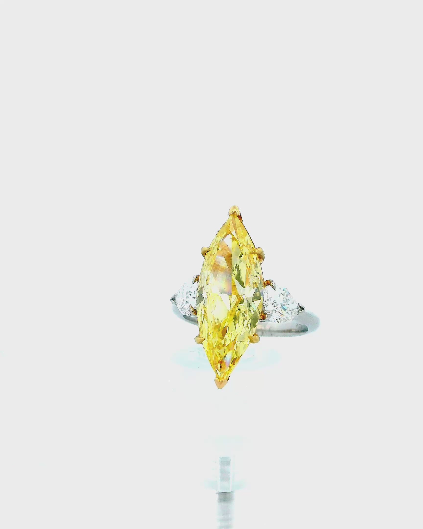 5ct Fancy Intense Yellow Marquise Cut Diamond Ring GIA Certified