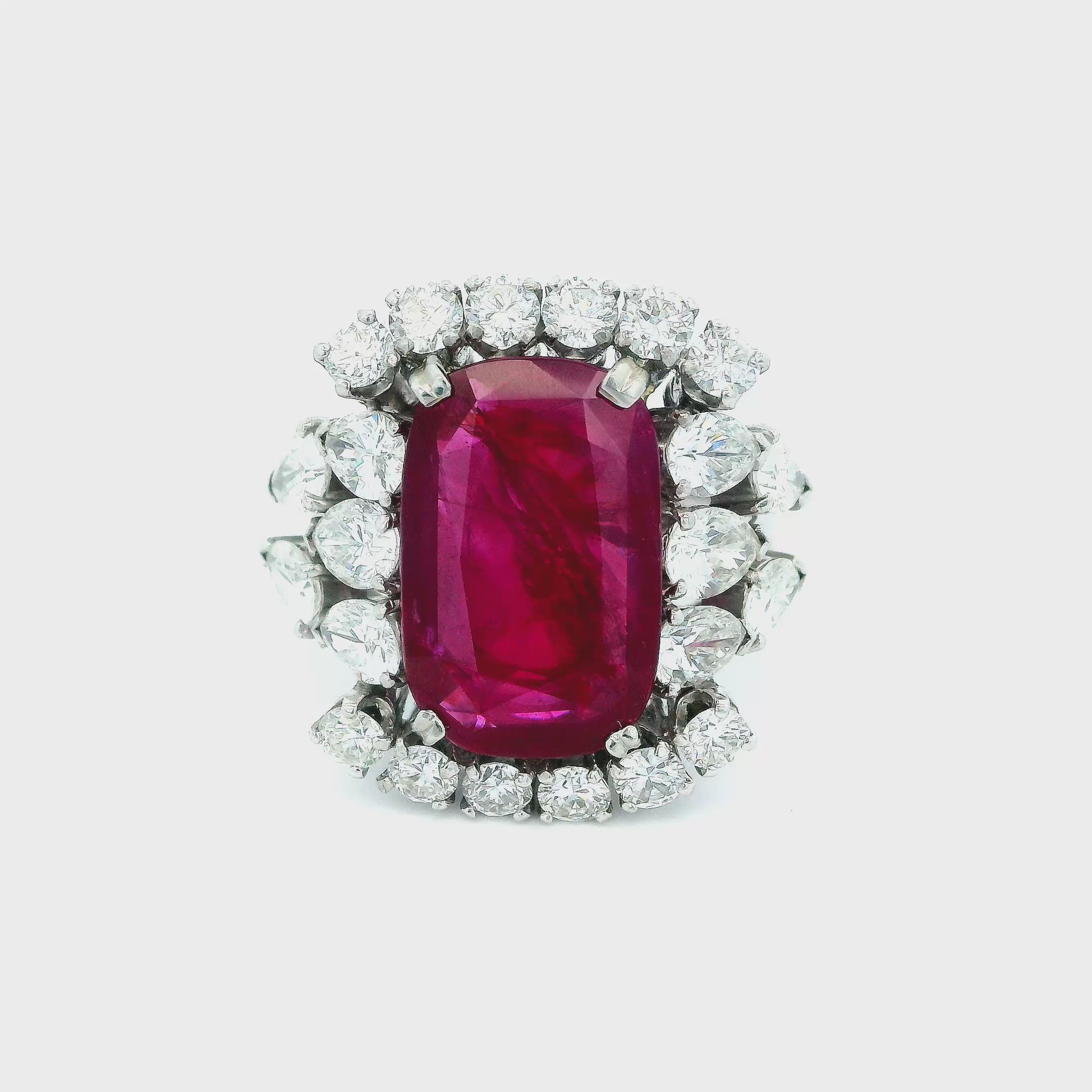 Ruby Burma Ring with Diamonds set