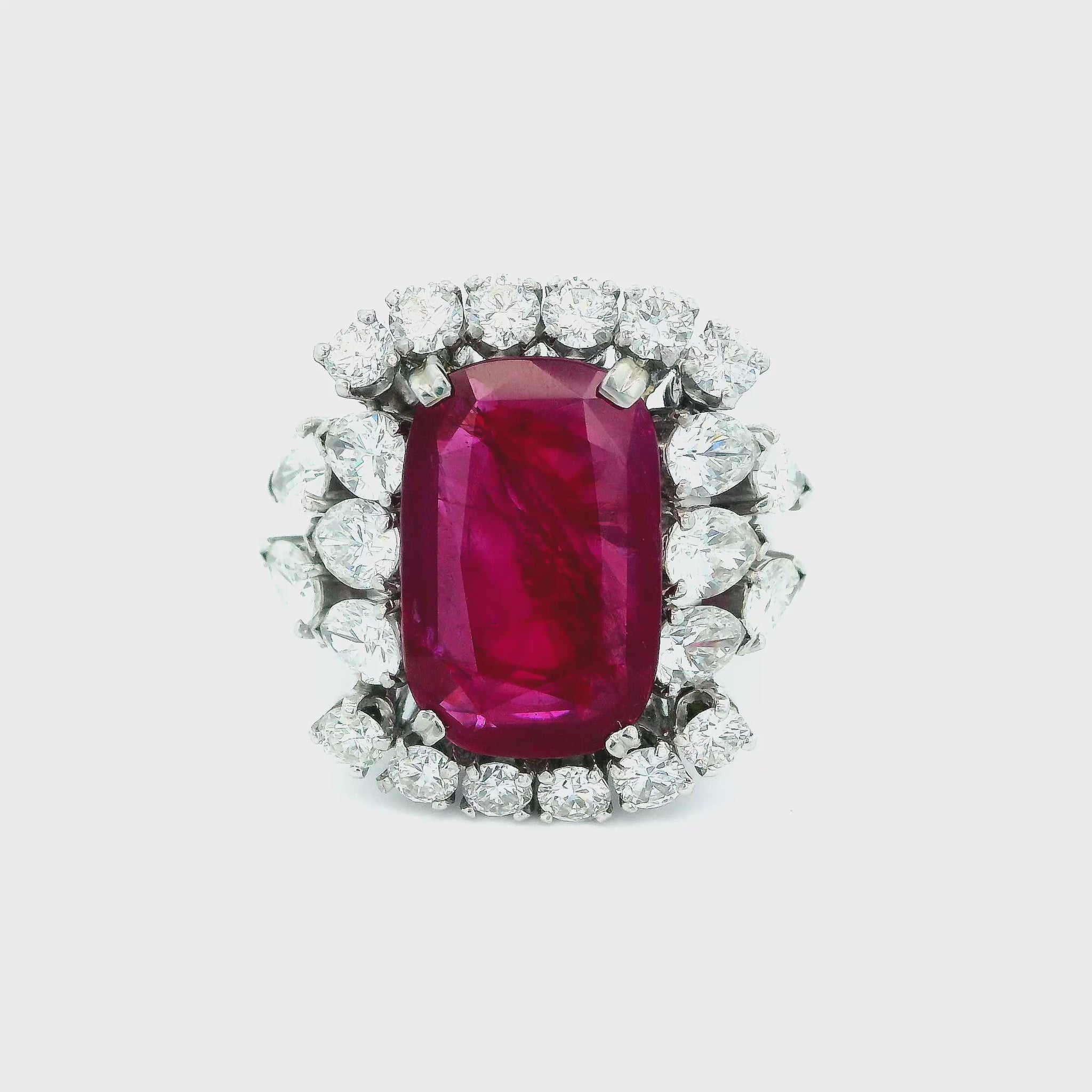 Ruby Burma Ring with Diamonds set