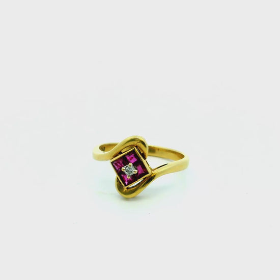 Ruby & Diamond 18K Yellow Gold Ring