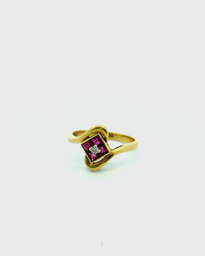Ruby & Diamond 18K Yellow Gold Ring