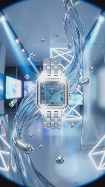 Cartier  large Panthere 1650 Blue MOP 18K White Gold Watch