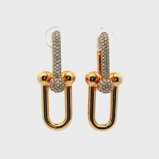 Tiffany & Co. HardWear Large Link Earrings with Pave Diamonds Rose Gold W/Box