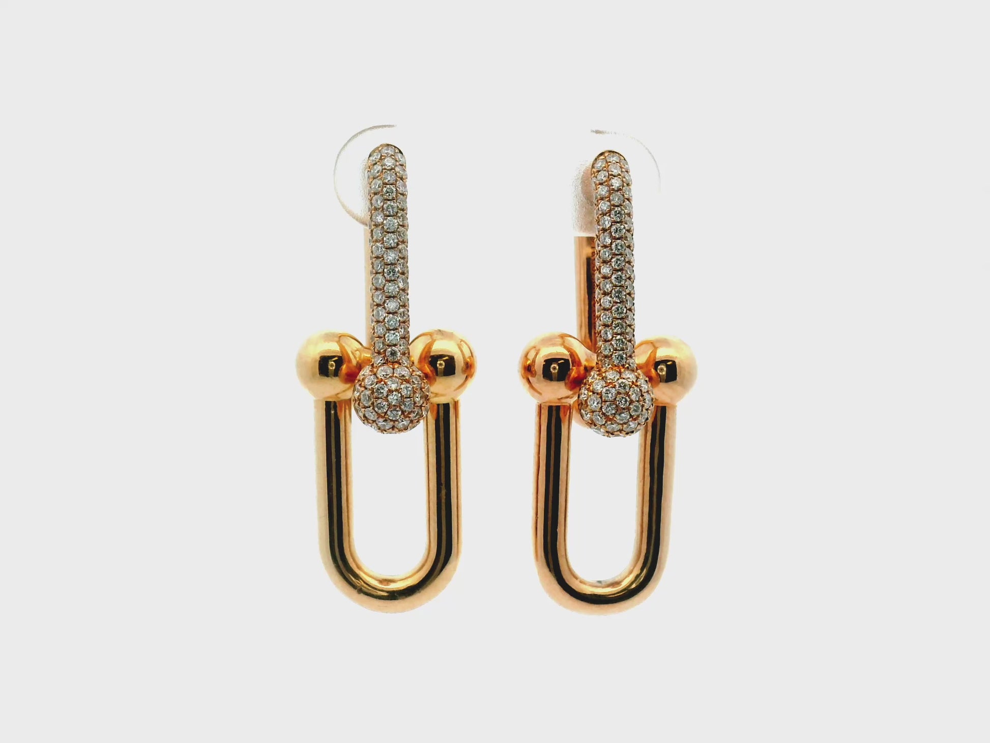 Tiffany & Co. HardWear Large Link Earrings with Pave Diamonds Rose Gold W/Box