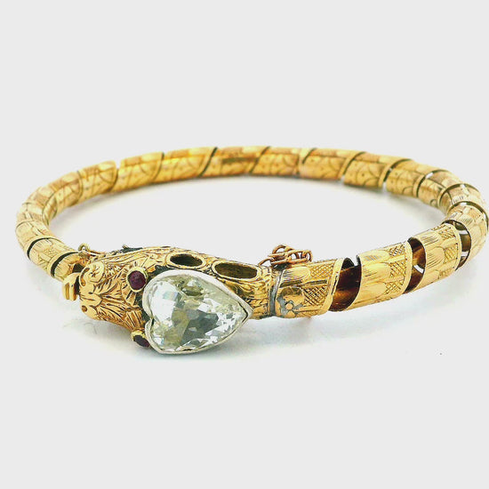 snake bangle 3.5ct antique heartshape diamond head