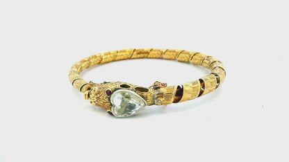 snake bangle 3.5ct antique heartshape diamond head