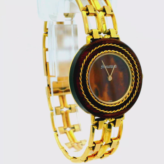 Gerald Genta for Mouawad Wooden Bezel & Dial 18k Yellow Gold Mech Bracelet