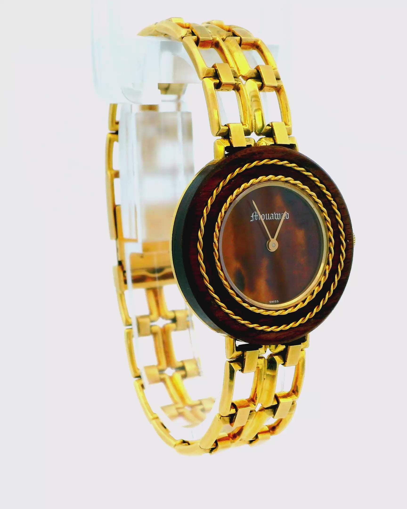 Gerald Genta for Mouawad Wooden Bezel & Dial 18k Yellow Gold Mech Bracelet