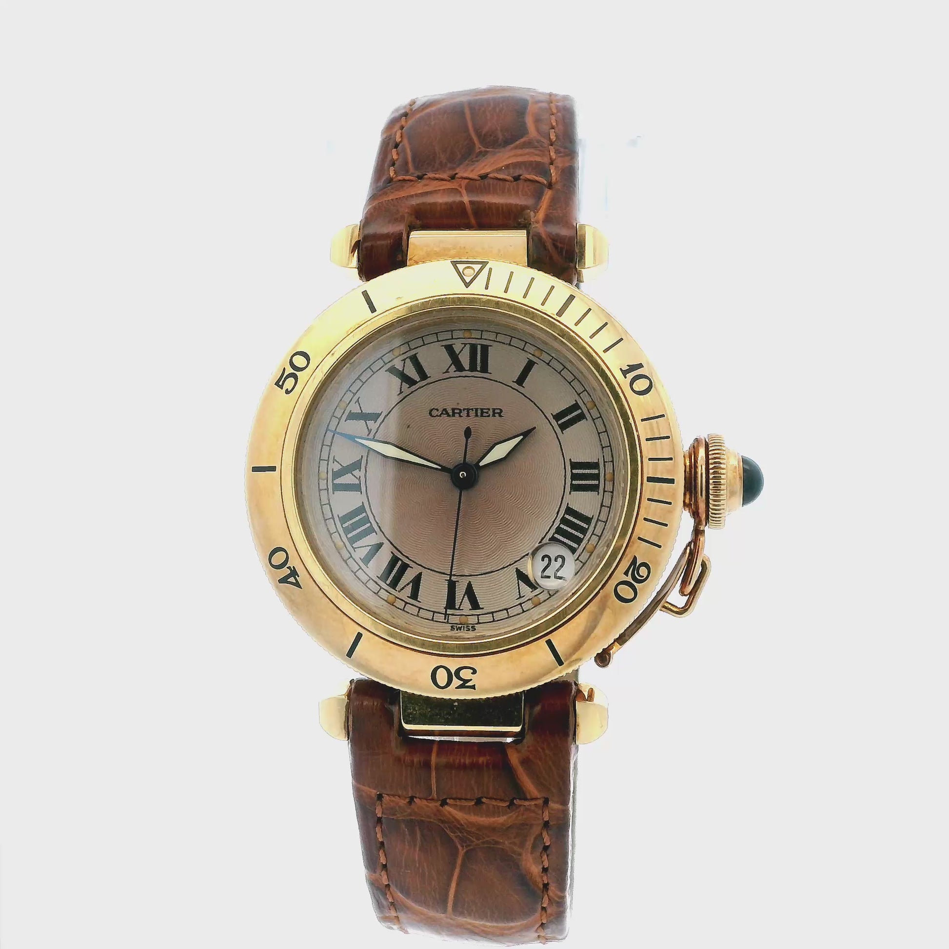 Cartier Pasha W3004856 Automatic 18k Yellow Gold W/Box & Papers