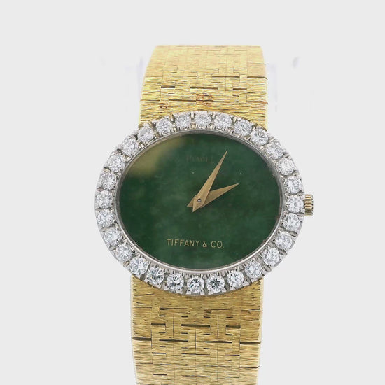 Piaget T&Co Jade Dial Diamond Bezel Mesh Bracelet in 18K Yellow Gold