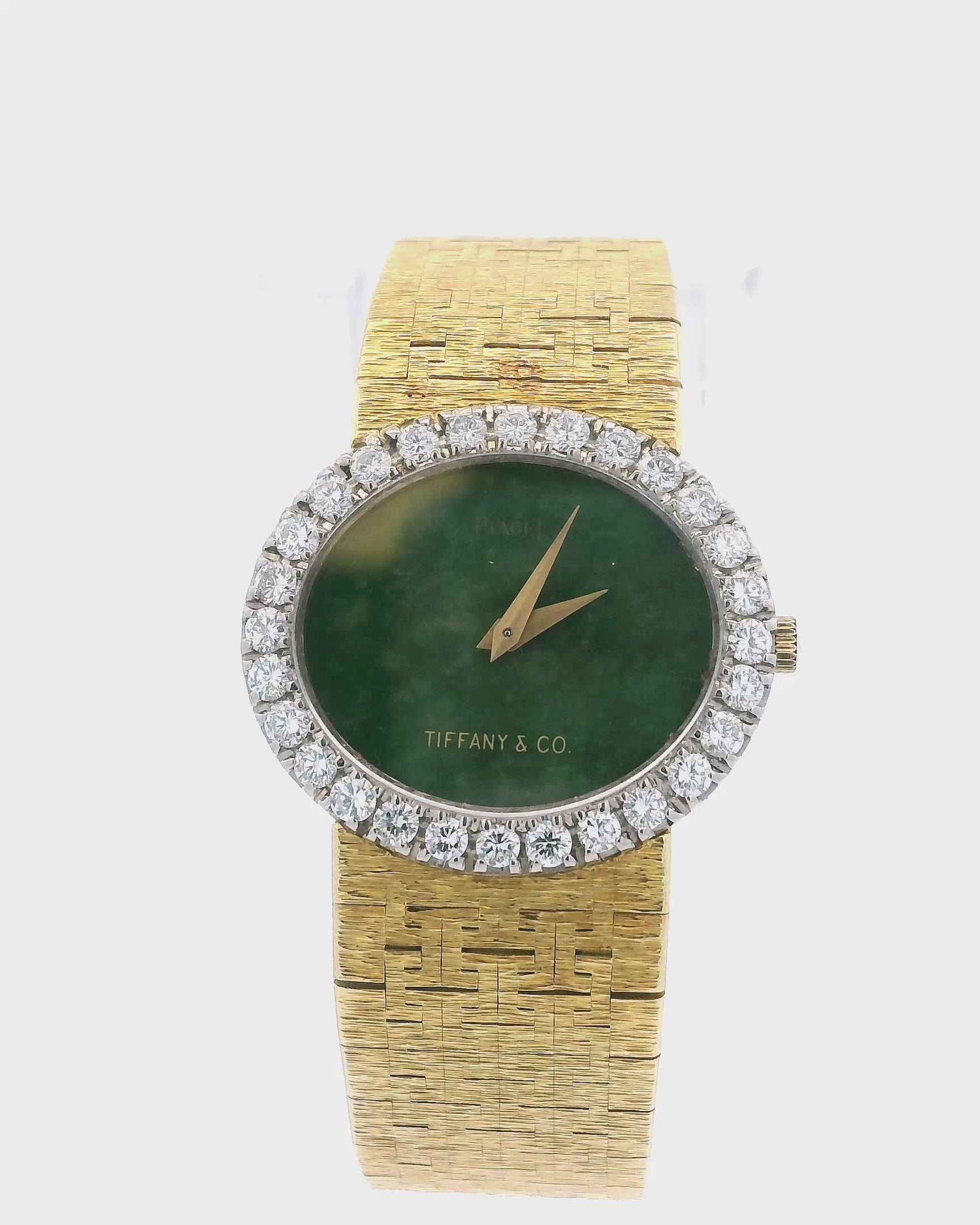 Piaget T&Co Jade Dial Diamond Bezel Mesh Bracelet in 18K Yellow Gold