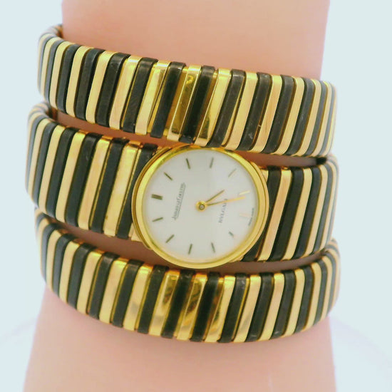 Bulgari Tubogas 18K Yellow and Blackened Gold Vintage Rare Watch