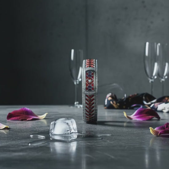 18K White Gold Mauboussin Sultan of Brunei Diamond, Coral & Amethyst Dial Watch